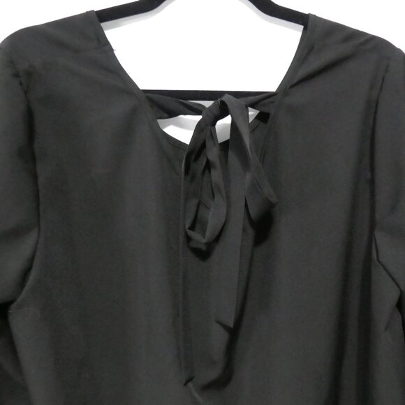 SHEIN - Curve | 1XL | Chic Black Blouse | Bell Sleeves | Back Tie Detail - Picture 11 of 15